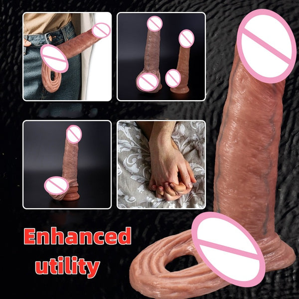 Wear Liquid Silicone Exotic Condom Penis Simulation Hollow Large And Medium Small Size Green Rib Vein Dildo